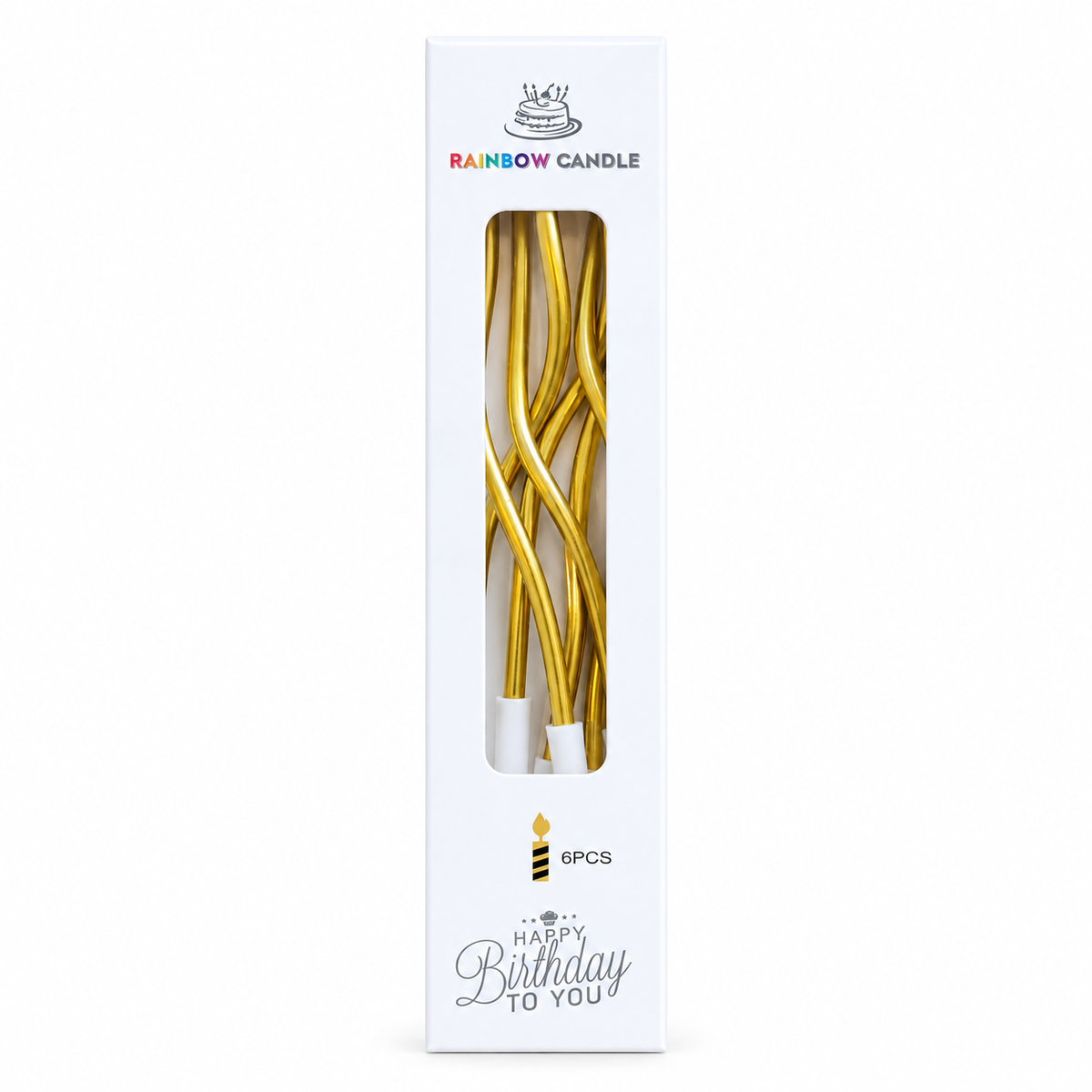 VELAS CURVAS DORADAS, 6 PZAS