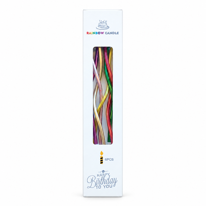 VELAS CURVAS ARCOIRIS, 6 PZAS