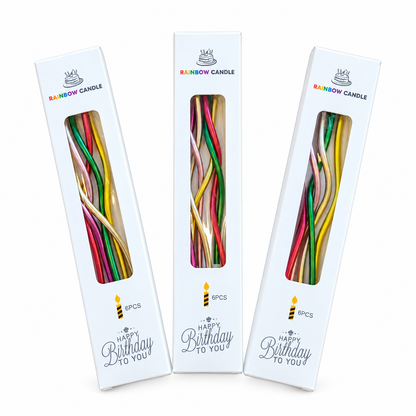 VELAS CURVAS ARCOIRIS, 6 PZAS